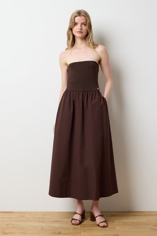 Vestido bustier - Marrón