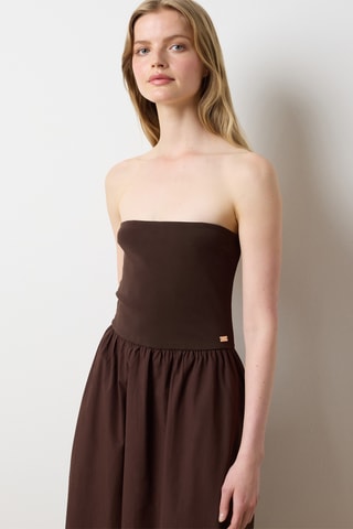 Vestido bustier - Marrón