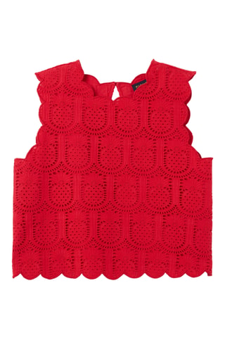 Top con bordado inglés - Rojo