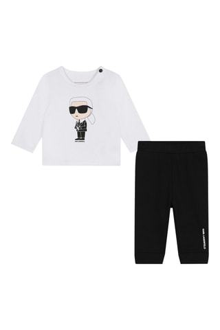T-shirt e pantaloni sportivi in cotone bio - Bianco e nero - Karl Lagerfeld