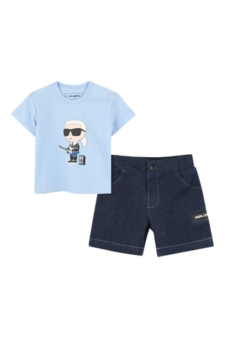 T-shirt e bermuda - Celeste e blu scuro - Karl Lagerfeld