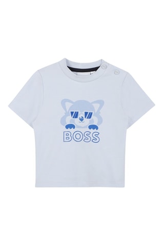 T-shirt e shorts in cotone bio - Celeste - Boss