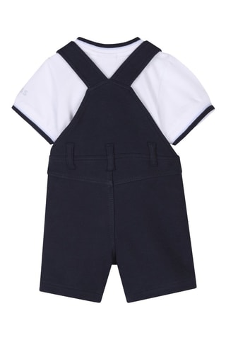 T-shirt e salopette - Bianco e navy - Boss