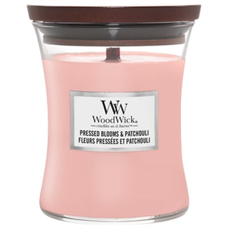 Vela em frasco – flores prensadas e patchouli – formato médio – 275 g