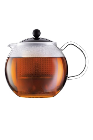 Tetera de émbolo de vidrio de borosilicato Assam - 1 l