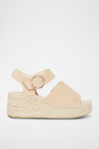Nubuck Sandalen met Sleehak Nausica - Beige