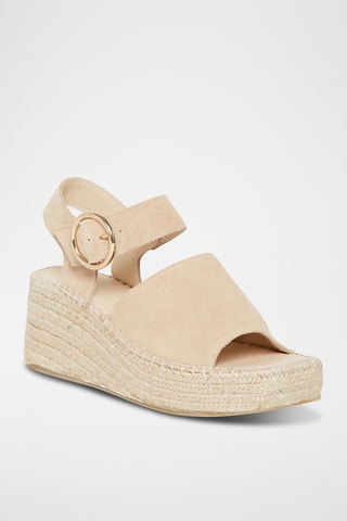 Nubuck Sandalen met Sleehak Nausica - Beige