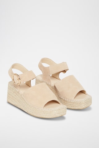 Nubuck Sandalen met Sleehak Nausica - Beige