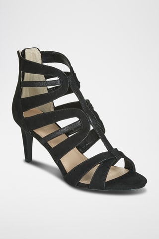 Nubuck Romeinse Sandalen met Hak Veron - Zwart