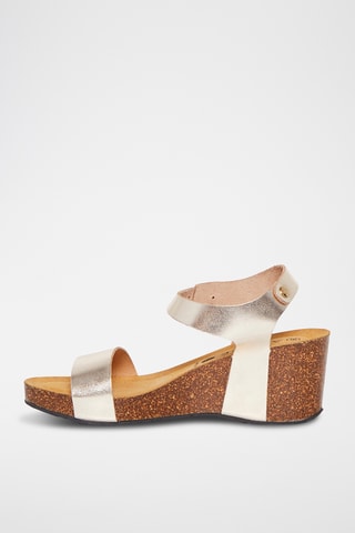 Leren Sandalen met Sleehak André - Goudkleurig