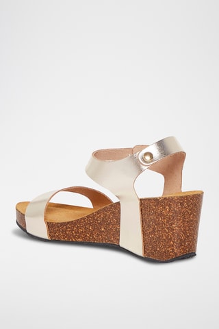 Leren Sandalen met Sleehak André - Goudkleurig