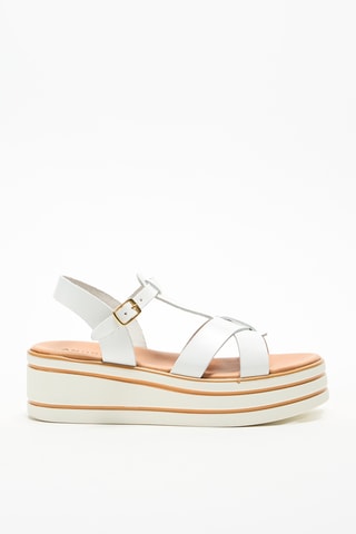 Leren Platform Sandalen - Wit