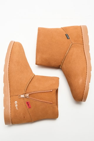 Gevoerde Nubuck Enkellaarzen - Camel
