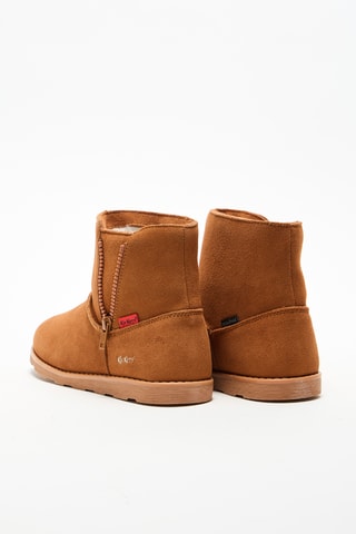 Gevoerde Nubuck Enkellaarzen - Camel