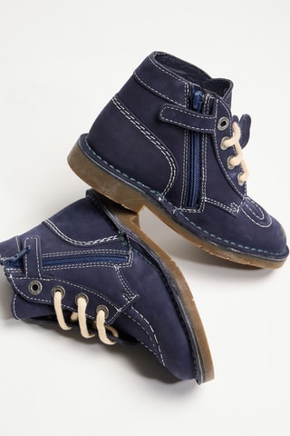 Leren Enkellaarzen - Marineblauw