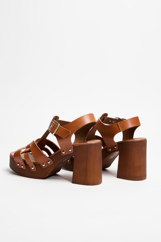 Leren Sandalen met Hak Eriva - Bruin