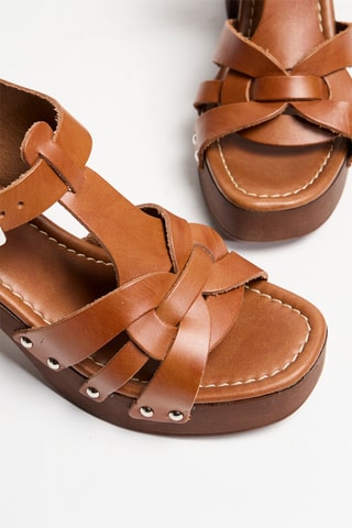Leren Sandalen met Hak Eriva - Bruin