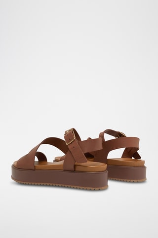 Leren Platform Sandalen Isaure - Bruin