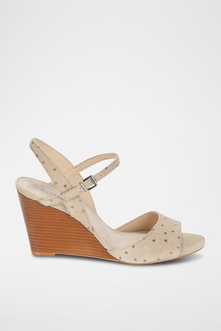Sandali con zeppa in pelle scamosciata Becky - Beige
