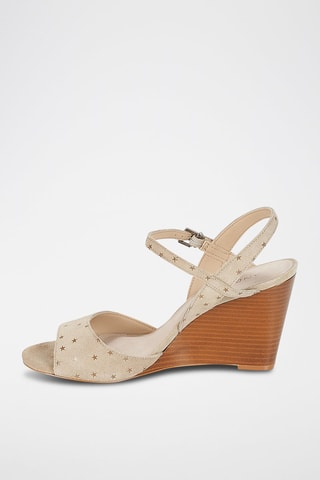 Sandali con zeppa in pelle scamosciata Becky - Beige