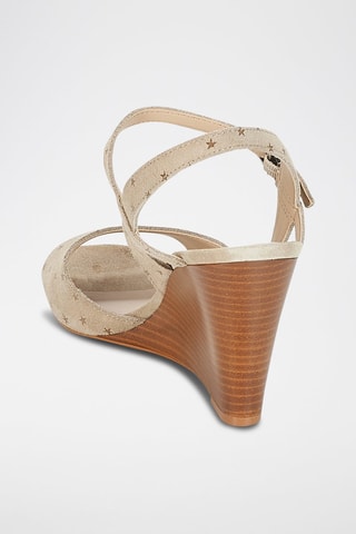 Sandali con zeppa in pelle scamosciata Becky - Beige