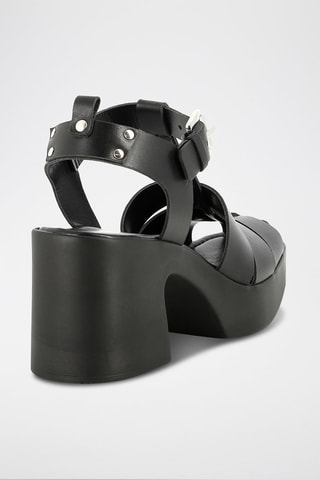 Leren Sandalen met Sleehak Usagi - Zwart