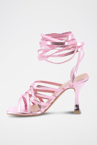 Sandali con tacco in pelle Emilya - Rosa