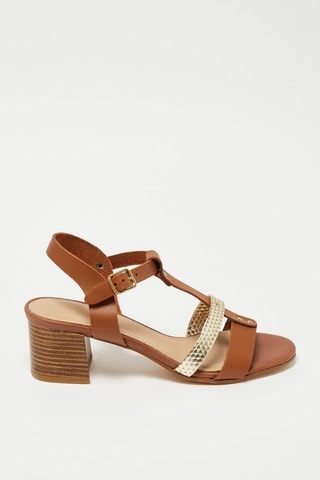 Leren Sandalen met Hak Antigua - Camel
