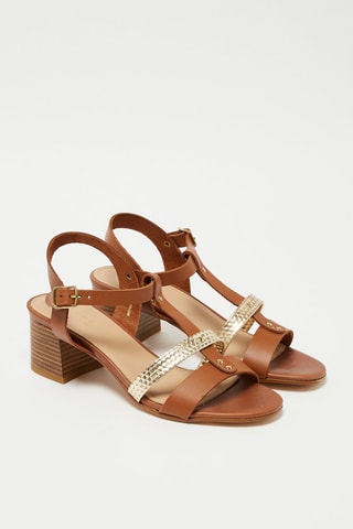 Leren Sandalen met Hak Antigua - Camel