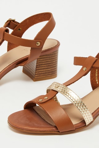Leren Sandalen met Hak Antigua - Camel