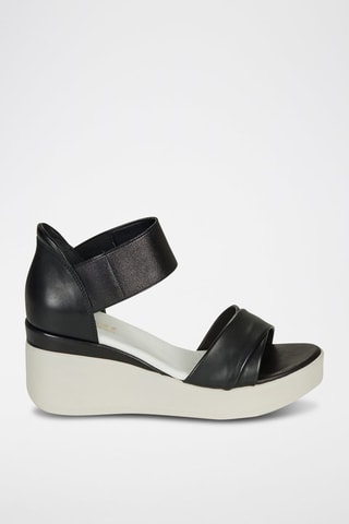 Leren Sandalen met Sleehak Herminia - Zwart