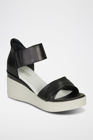 Leren Sandalen met Sleehak Herminia - Zwart
