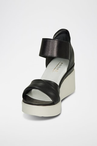 Leren Sandalen met Sleehak Herminia - Zwart