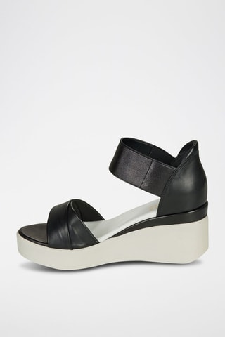 Leren Sandalen met Sleehak Herminia - Zwart