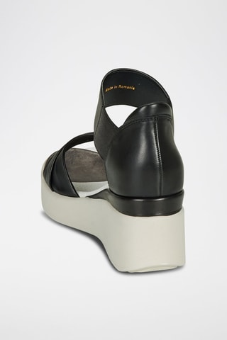 Leren Sandalen met Sleehak Herminia - Zwart