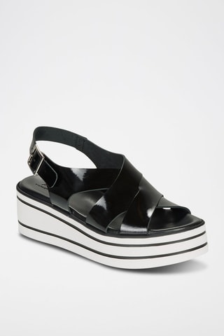 Leren Sandalen met Sleehak verni Elvia - Zwart