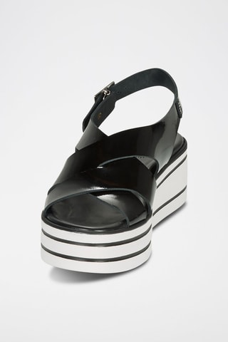 Leren Sandalen met Sleehak verni Elvia - Zwart