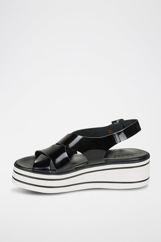 Leren Sandalen met Sleehak verni Elvia - Zwart