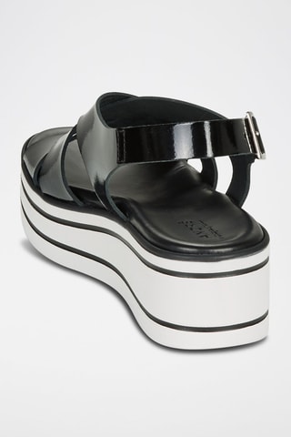 Leren Sandalen met Sleehak verni Elvia - Zwart