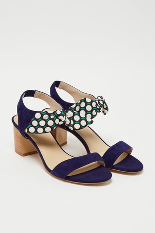 Nubuck Sandalen met Hak Supens - Marineblauw