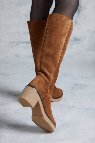 Nubuck en Splitleren Enkellaarzen Valeria Camel