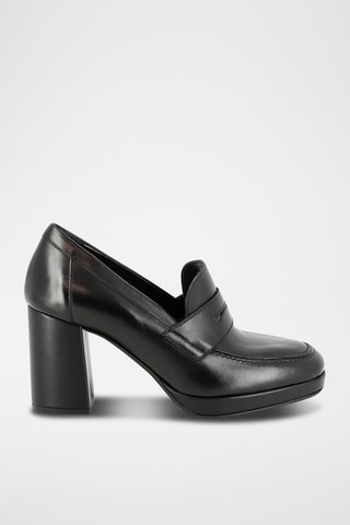 Leren Mocassins met Hak Teophile Zwart