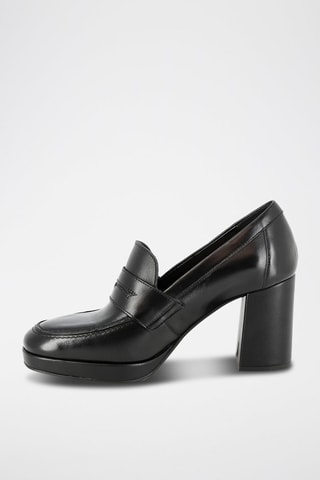Leren Mocassins met Hak Teophile Zwart