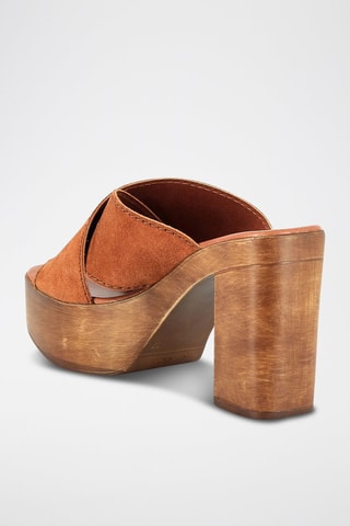 Sandali con tacco in pelle scamosciata Gaïa - Cammello