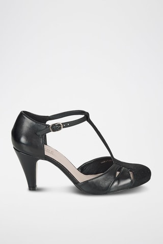 Leren Saloméschoenen met Hak Zwart
