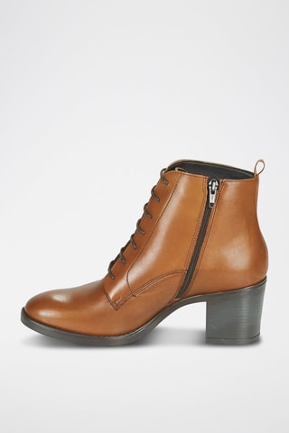 Leren Enkellaarzen Camel