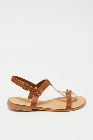 Leren Sandalen Toufou E - Camel