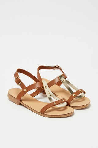 Leren Sandalen Toufou E - Camel