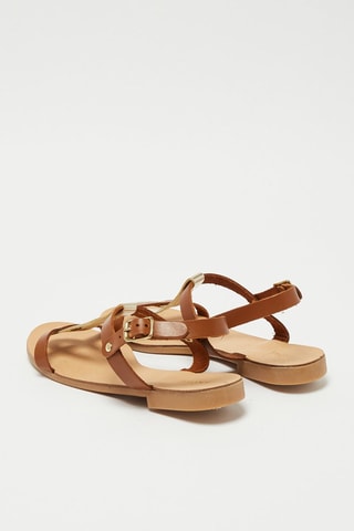 Leren Sandalen Toufou E - Camel