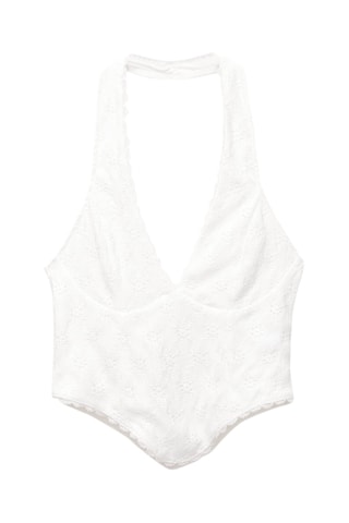 Crop top en broderie anglaise - Blanc